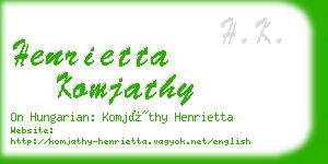 henrietta komjathy business card